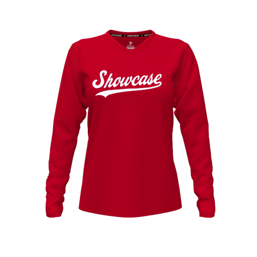 [CUS-DFW-TEES-CMF-VNK-LSL-RED-FYXS-LOGO3] Comfort T-Shirt (Female Youth XS, Red, V Neck, Logo 3, Long Sleeve)