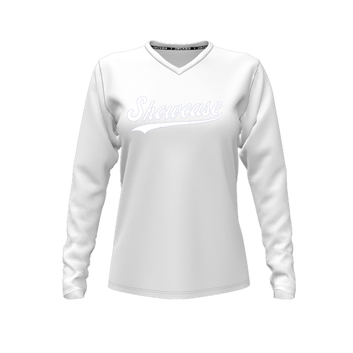 [FTLVPTWH-FYXS-LOGO3] Decker Performance T-Shirt (Female Youth XS, White, V Neck, Logo 3, Long Sleeve)