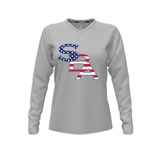 [FTLVPTGY-FYXS-LOGO1] Decker Performance T-Shirt (Female Youth XS, Gray, V Neck, Logo 1, Long Sleeve)