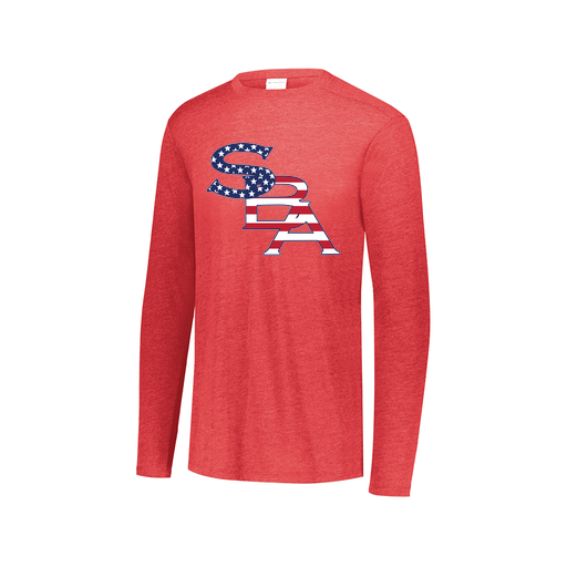 [3075.V96.XS-LOGO1] Decker Men's Tri-Blend T-Shirt - Long Sleeve (Adult XS, Red, Logo 1)