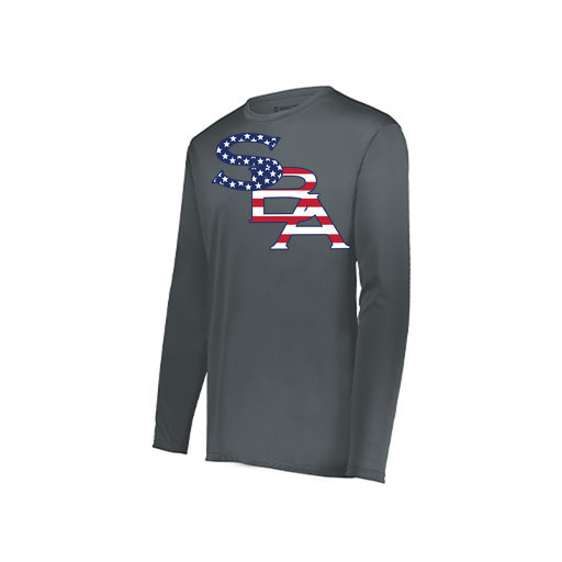 [222823.059.S-LOGO1] Youth LS Smooth Sport Shirt (Youth S, Gray, Logo 1)