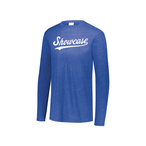 [FTLCUBRY-YS-LOGO3] Decker Youth Tri-Blend T-Shirt - Long Sleeve (Youth S, Royal, Logo 3)