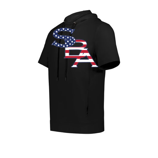 [222605.080.S-LOGO1] YOUTH VENTURA SOFT KNIT SHORT SLEEVE HOODIE (Youth S, Black, Logo 1)