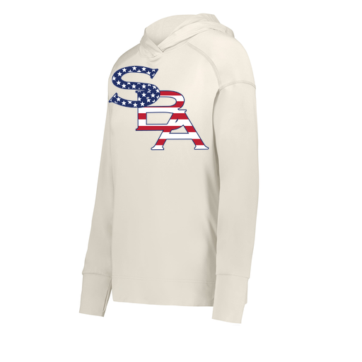 [222798-WHT-FAXS-LOGO1] Ladies Ventura Thin Knit Hoodie (Female Adult XS, White, Logo 1)