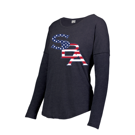 [3077.72N.XS-LOGO1] Ladies LS Ultra-blend T-Shirt (Female Adult XS, Navy, Logo 1)